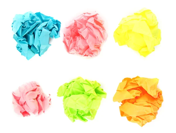 Colorful crumpled paper balls isolated on white — Stock Photo, Image