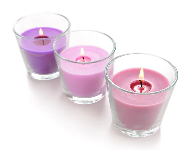 Prachtige kleurrijke kaarsen geïsoleerd op wit — Stockfoto