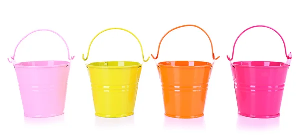 Empty buckets isolated on white — Stock Photo, Image