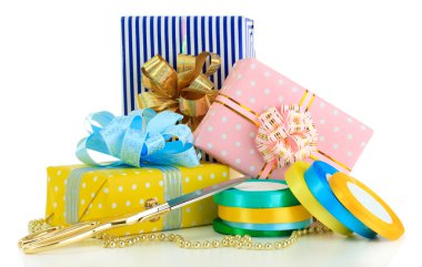 hediye tatil hediye üzerinde beyaz izole kaydırma bantları