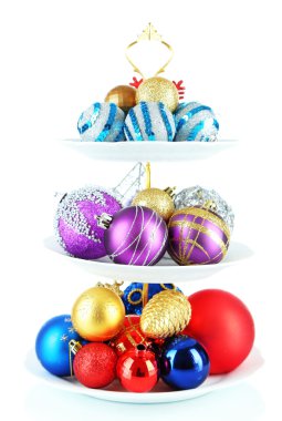 Noel süslemeleri tatlı stand, üzerinde beyaz izole