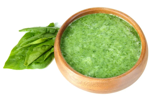 Tasty spinach soup, isolated on white — Stock Photo, Image