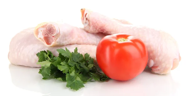 Pernas de frango cruas isoladas em branco — Fotografia de Stock