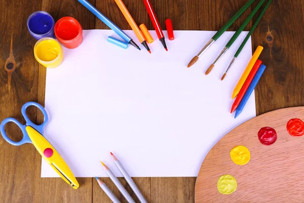 Composition of various creative tools on table close-up — Stock Photo, Image