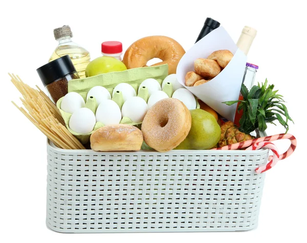 Caja con productos aislados en blanco — Foto de Stock