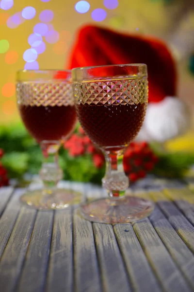 Candles and Christmas decoration on bright background — Stock Photo, Image