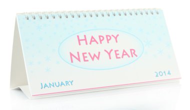 Yeni yıl takvim, üzerinde beyaz izole