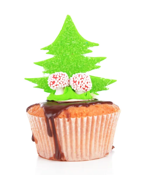 Välsmakande cupcake med smörkräm, isolerad på vit — Stockfoto