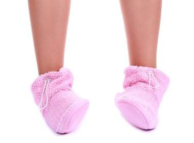 ev Kış Ayakkabı, üzerinde beyaz izole kadın bacakları