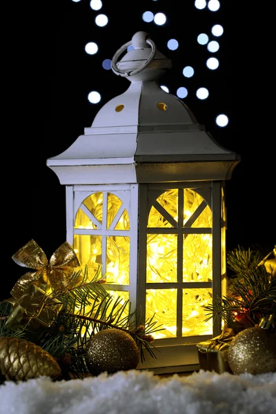 Decorative glowing lantern at night — Stock Photo, Image