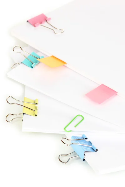 Documents with binder clips close up — Stock Photo, Image