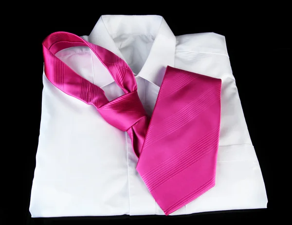 Tie on shirt isolated on black — Stock Photo, Image
