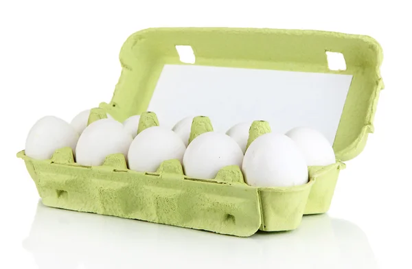 Ägg i papperskorgen isolerade på vitt — Stockfoto