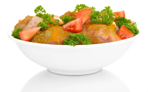 土耳其肉在碗上白色孤立 — 图库照片