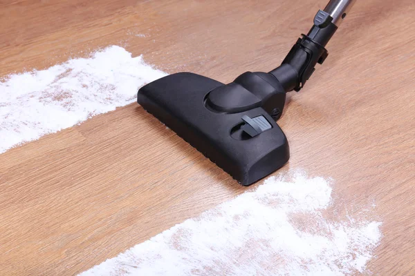 Vacuuming floor in house — Stock Photo, Image