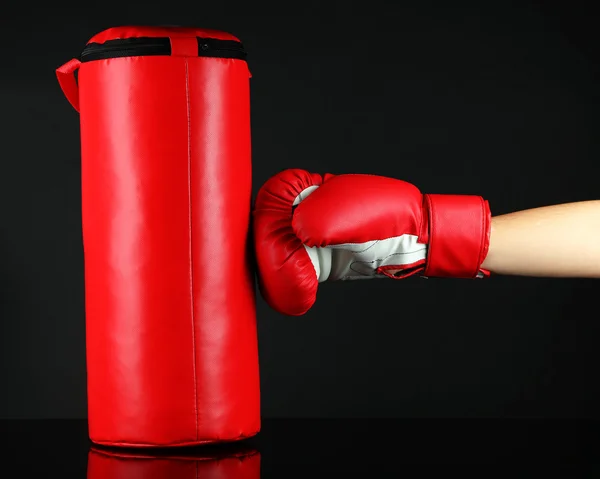 Box training and punching bag, isolated on black — Stock Photo, Image