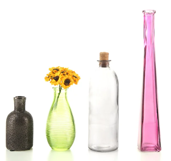 Different decorative vases isolated on white — Stock Photo, Image