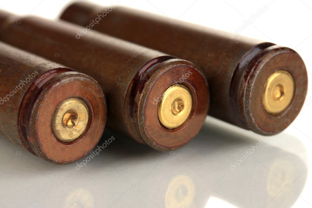 Shotgun cartridges isolated on white
