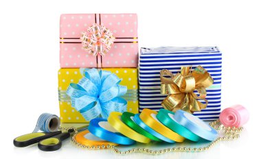 hediye tatil hediye üzerinde beyaz izole kaydırma bantları