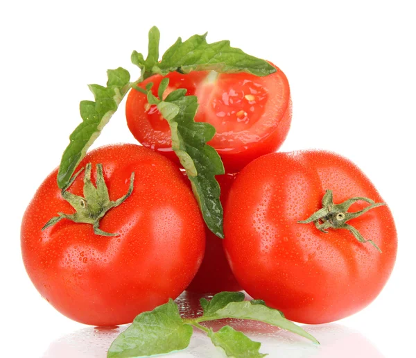 Rijpe tomaten geïsoleerd op whit — Stockfoto