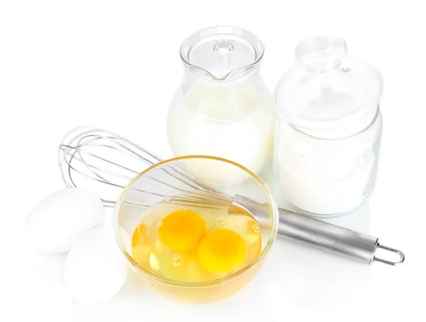 Ingredients for dough isolated on white — Stock Photo, Image