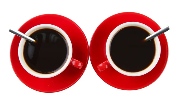Tasses rouges de café fort isolé sur blanc — Photo