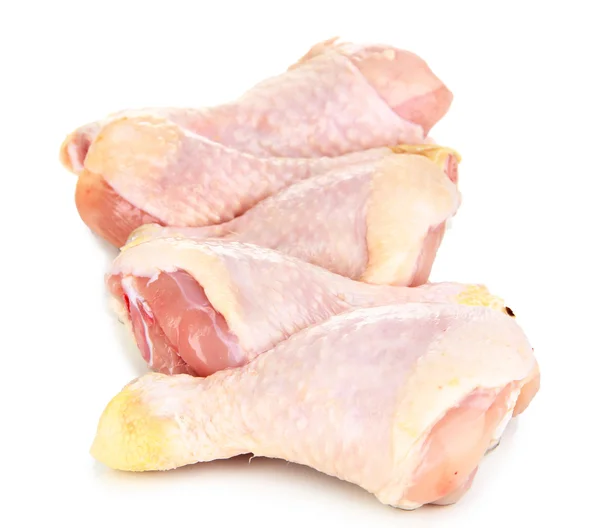 Jambes de poulet crues isolées sur blanc — Photo