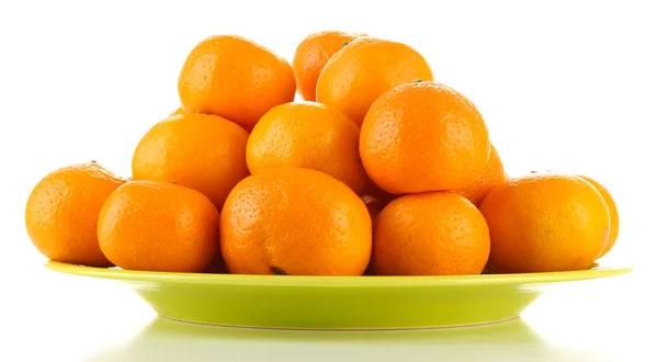 Ripe tangerines in bowl isolated on white — Stock Photo, Image