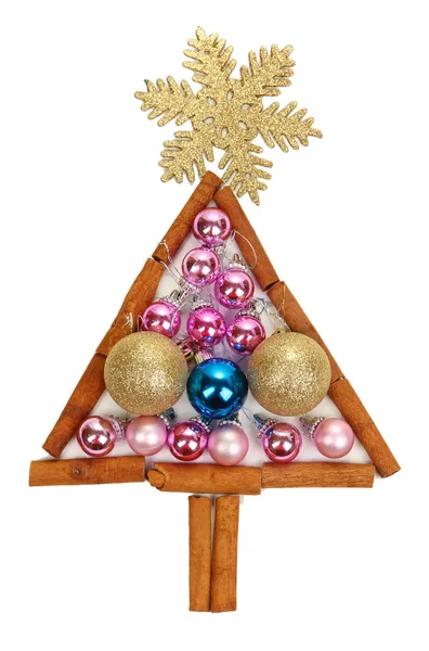 Vánoční strom vánoční hračky izolované na bílém — Stock fotografie