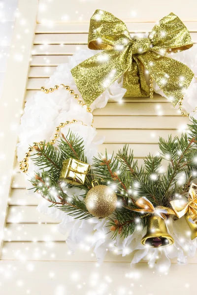 Julkrans på trä bakgrund — Stockfoto