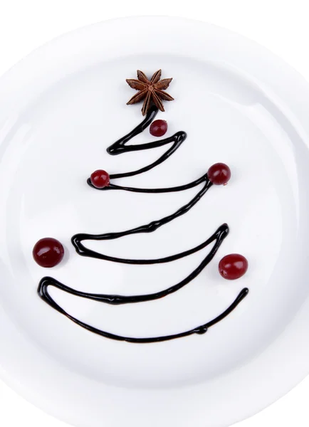 Vánoční strom z čokolády na desku detail — Stock fotografie