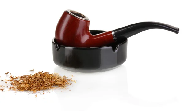 Smoking pipe and tobacco isolated on white — Stock Photo, Image