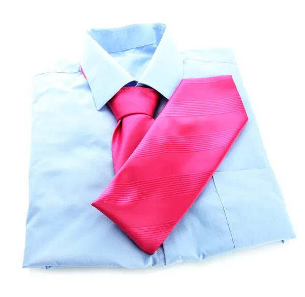 Tie on shirt isolated on white — Stock Photo, Image