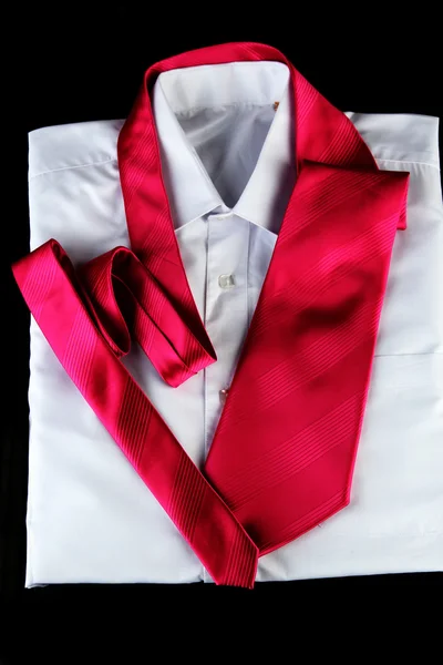 Tie on shirt isolated on black — Stock Photo, Image