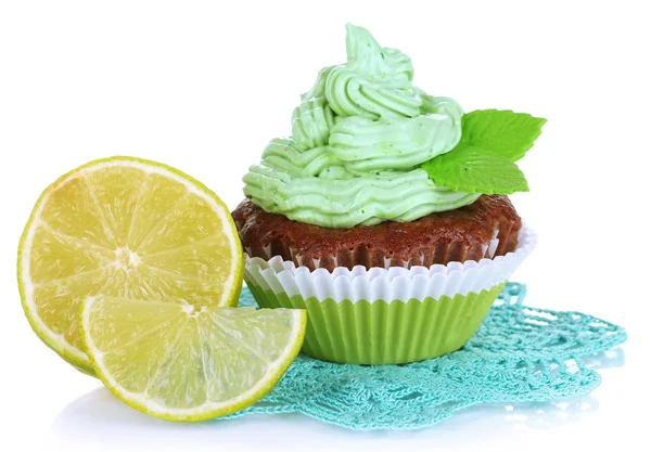 Delizioso bel cupcake di lime chiave isolato su bianco — Foto Stock