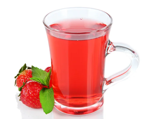 Delicious strawberry tea isolated on white — Stock Photo, Image