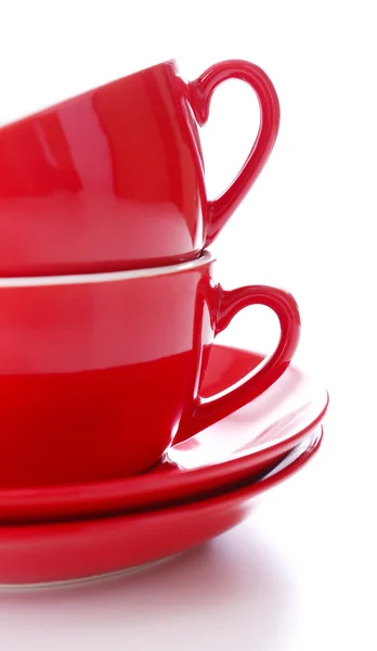 Rode cups geïsoleerd op wit — Stockfoto