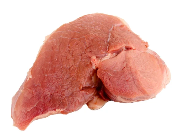O bucată mare de carne de porc izolată pe alb — Fotografie, imagine de stoc