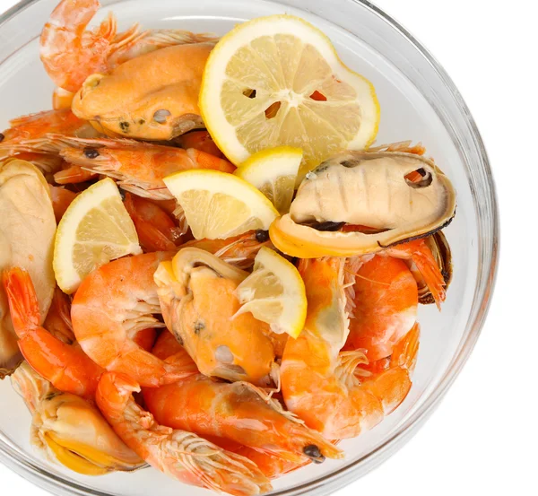 Seafood salad in bowl isolated on white — Stock Photo, Image