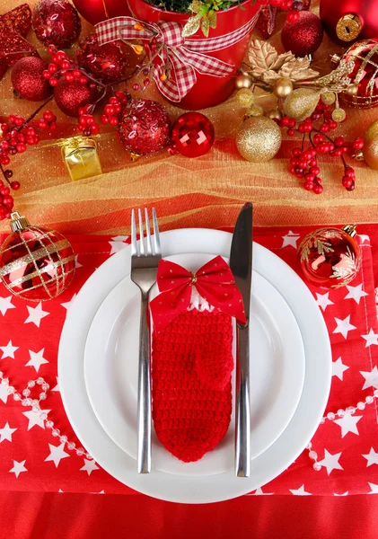 Serving Christmas table close-up — Stock Photo, Image