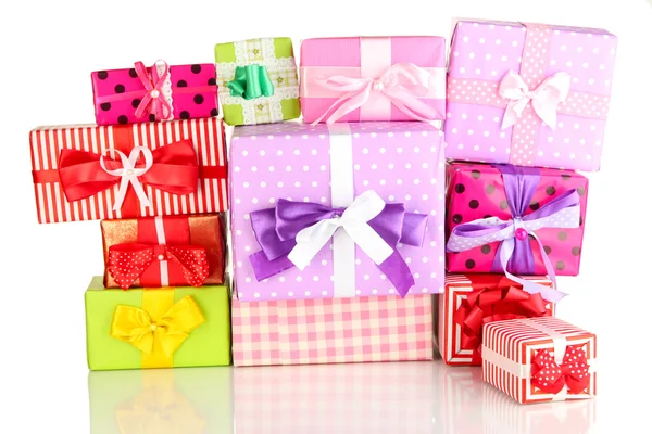 Hill colorful gifts isolated on white — Stock Photo, Image