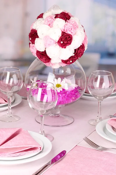 Elegant table setting in restaurant Stock Photo