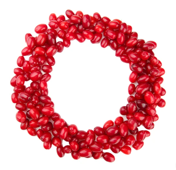 Fresh cornel berries isolated on white Stock Image