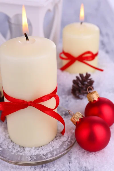 Christmas candles close up Royalty Free Stock Photos