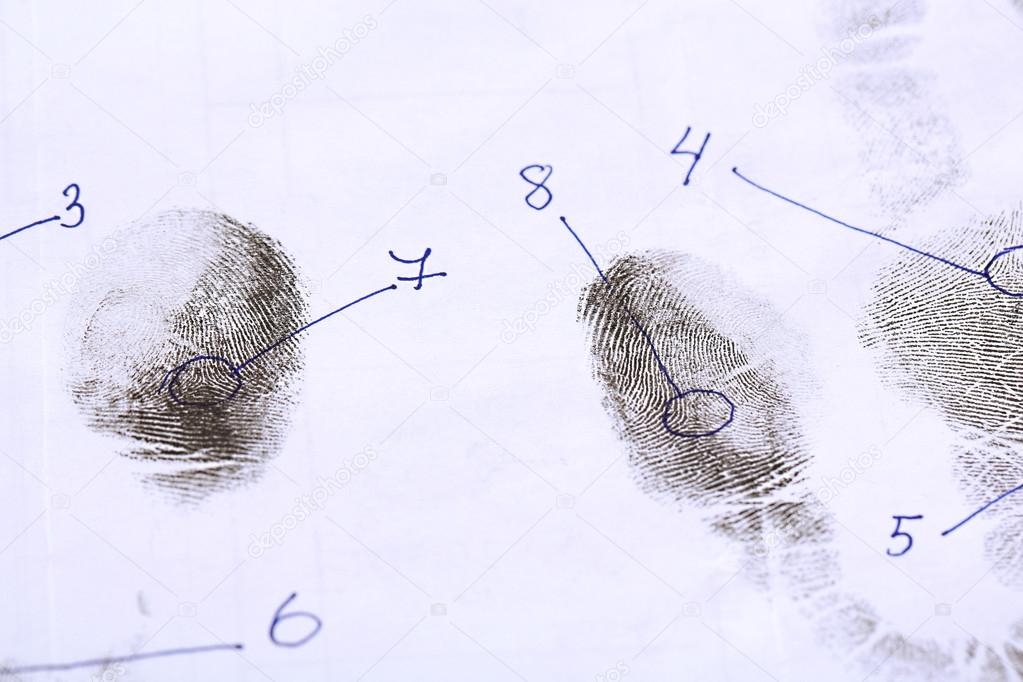 Fingerprints close-up isolated on white