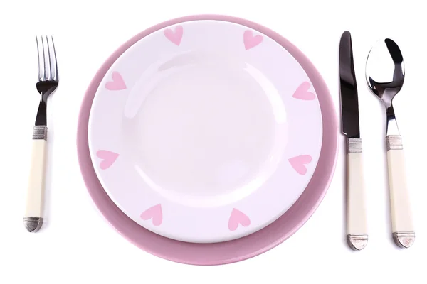 Zestaw naczynie na kolację, na białym tle — Zdjęcie stockowe