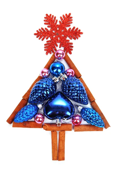 Christmas tree of Christmas toys isolated on white — Stock Photo, Image