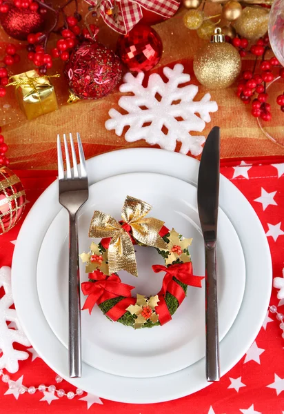 Serving Christmas table close-up — Stock Photo, Image