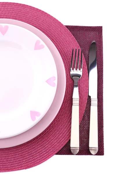 Conjunto de utensílios para o jantar, isolado em branco — Fotografia de Stock