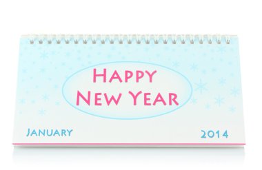 Yeni yıl takvim, üzerinde beyaz izole